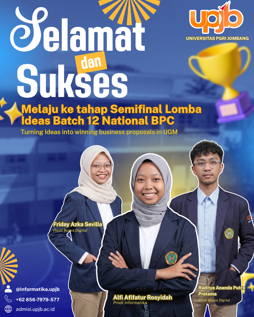 Mahasiswa UPJB Sukses Tembus Semifinal Lomba Ideas Batch 12 National BPC